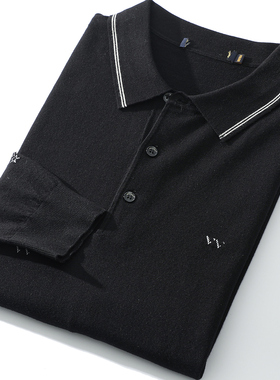 撤柜男装秋冬新品提花针织面料亲肤保暖休闲百搭翻领长袖POLL衫潮