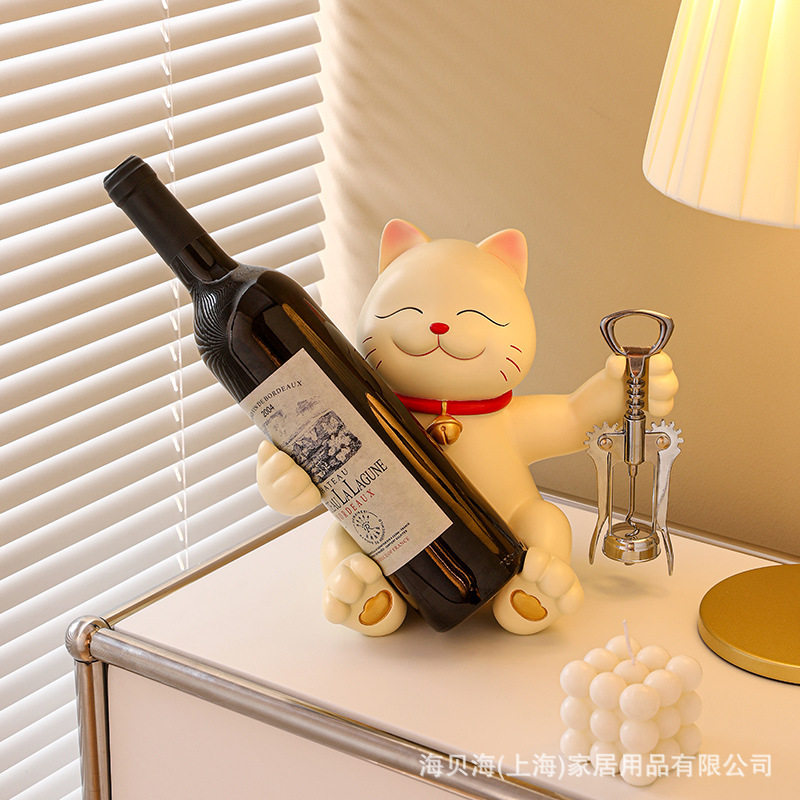 可爱招财猫红酒架摆件酒柜客厅家居装饰品房间样板间工艺品