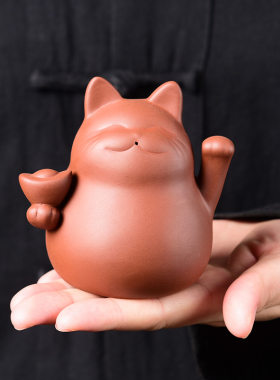 茶宠摆件紫砂猫可养功夫茶具道