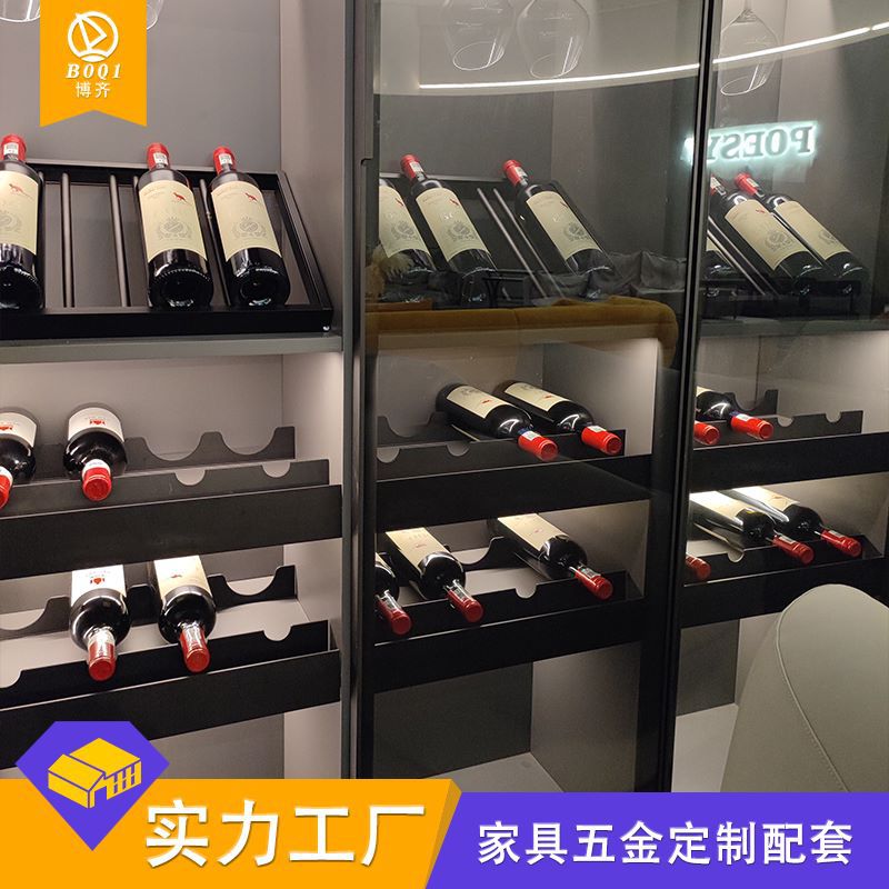 简约黑色双管酒架 供应玻璃柜圆管红酒架收纳红酒葡萄酒