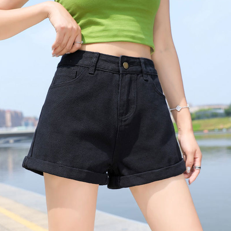 牛仔短裤女卷边直筒休闲时尚ins韩版阔腿裤外穿高腰a字薄款热裤子