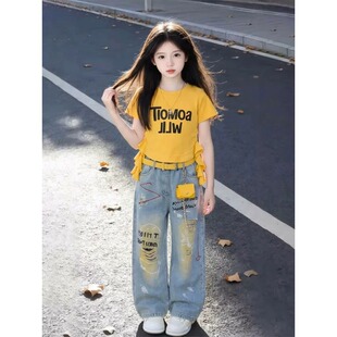 女童短袖套装夏装2026新款儿童多巴胺穿搭女孩大童超好看韩系衣服