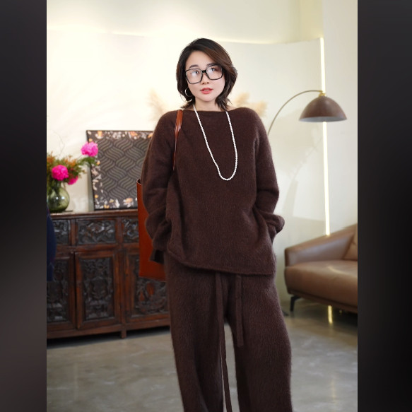 【何仙儿】巅峰之作80%貉子绒20%羊驼绒 一字领上衣11TS25113