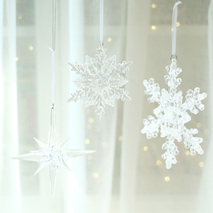 BG亚克力圣诞装饰挂件透明雪花片冰凌圣诞树布置橱窗节日布置