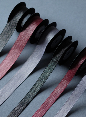 BG外贸W纹理亮丝黑色酒红银色高品质设计感包装丝带结婚礼物丝带