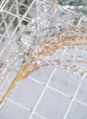 BG DESIGN新年装饰烟花形状插枝亮片插枝DIY闪粉仿真树枝圣诞布置