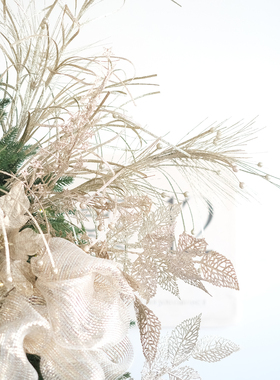 2025新款圣诞插枝装饰闪粉圣诞亮片香槟色系设计款圣诞树挂件插枝