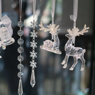圣诞挂饰珠串装 饰品透明亚克力麋鹿星星爆炸多芒萄萄珠链bgdesign