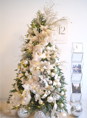 2025新款月华鎏金圣诞树装饰套餐1米8圣诞布置低奢2米1圣诞配饰