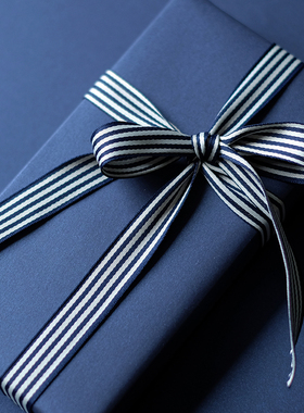北欧风INS藏青深海军蓝白条纹韩国丝带清新黑白织带礼品盒包装带