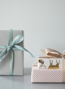 BG韩国粉蓝粉红亚金色间色丝带七夕精致礼物织带装饰高雅质感DIY