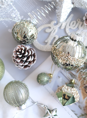 bg design绿色系列圣诞球挂件集合圣诞树装饰圣诞氛围布置圣诞DIY