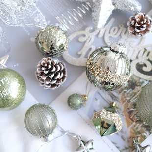 饰圣诞氛围布置圣诞DIY design绿色系列圣诞球挂件集合圣诞树装