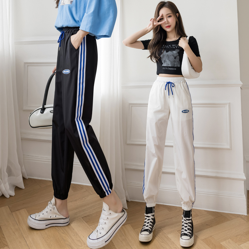 Real shot ice fast drying 9-point sweatpants women's thin 2021 new summer loose legged casual pants