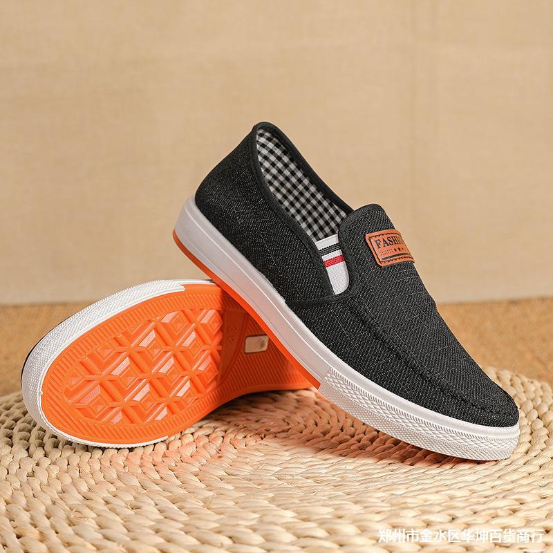 厂家春秋男士牛仔布鞋牛筋厚底休闲帆布鞋圆头北京麻布学生鞋防滑