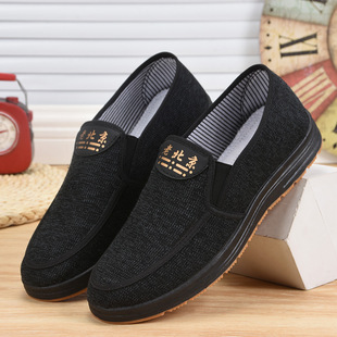 老北京布鞋男透气板鞋中老年休闲鞋一脚蹬爸爸鞋工作鞋子男款布鞋