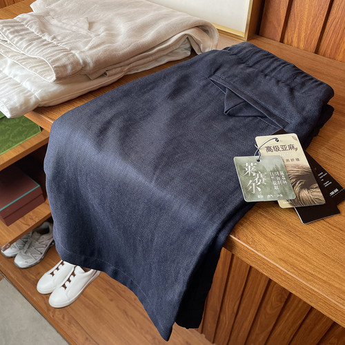 莱赛尔亚麻斜纹肌理短裤男宽松