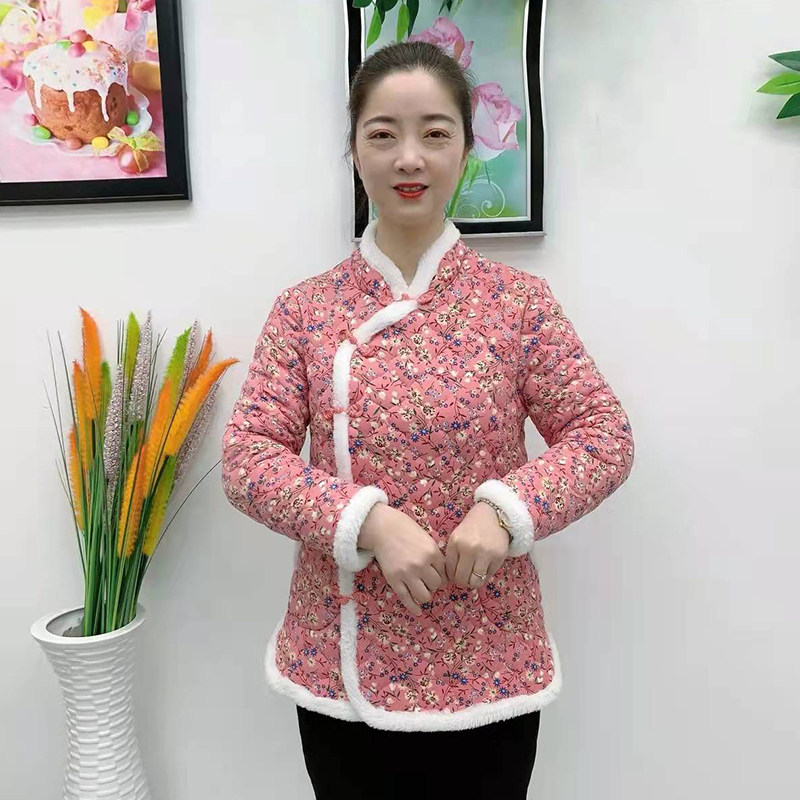 青少年东北大花棉袄女冬装改良旗袍棉衣妈妈装名族风盘扣唐装外套
