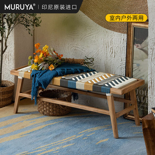 进口实木长凳复古户外中古餐凳