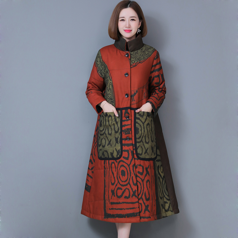 民族风羽绒棉立领印花新款衣服