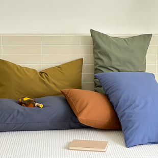 单个枕套 纯色全棉水洗棉 纯棉单人标准尺寸 48*74枕头套