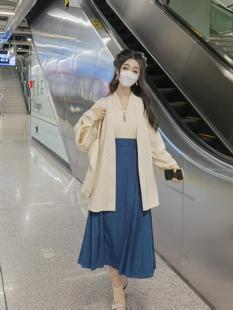 宋制明制混搭原创汉服对襟衫飞机袖日常马面裙提花面料春夏汉服