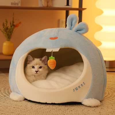 猫窝冬天保暖半封闭猫窝秋冬季加厚安全感窝封闭式猫房子过冬神器