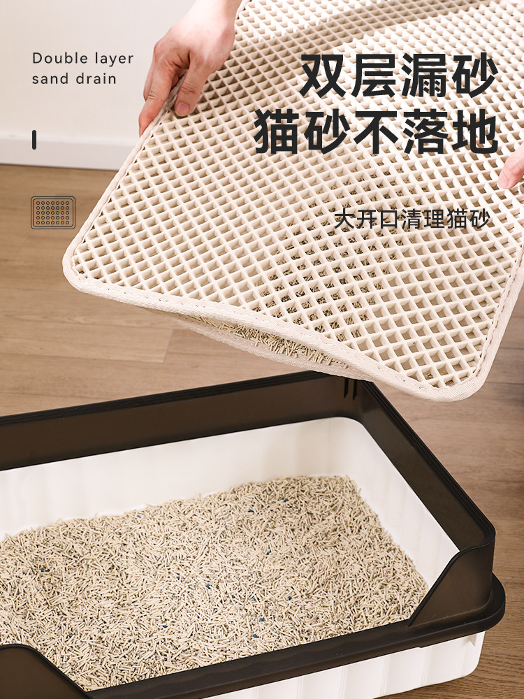 고양이 쓰레기 매트 이중층 필터 리드 아웃 방지 고양이 쓰레기 안티 스플래시 세척 가능 대형 모래 제어 고양이 화장실 매트 고양이 쓰레기 상자
