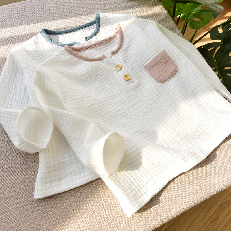 儿童宝宝空调服纯棉长袖棉麻衣服图片