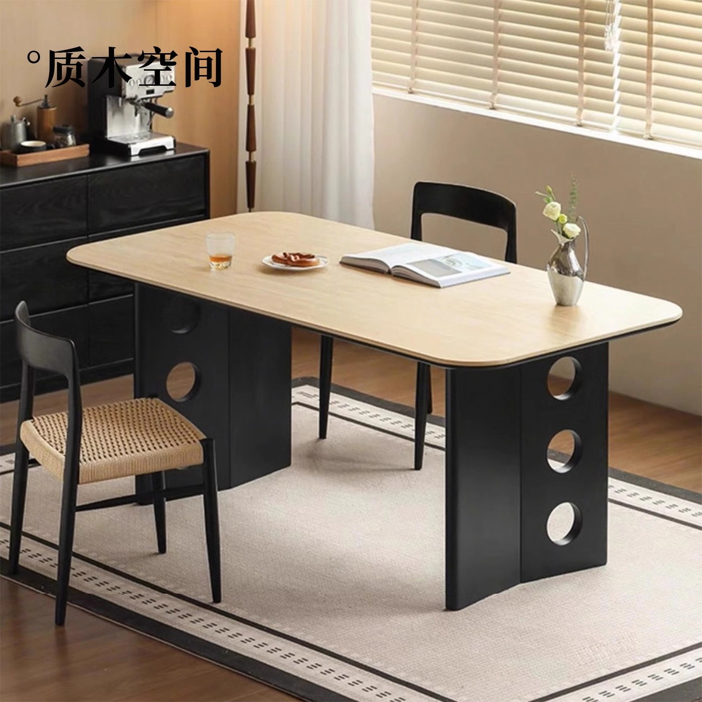 意式极简岩板餐桌长方形小户型家