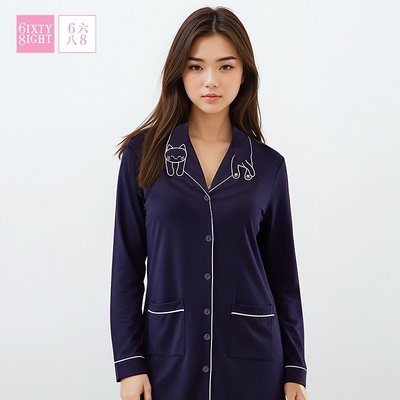 68莫代尔长袖睡裙家居服睡衣