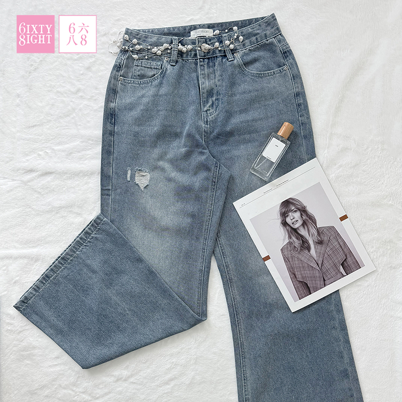 6IXTY8IGHT高腰阔腿牛仔裤