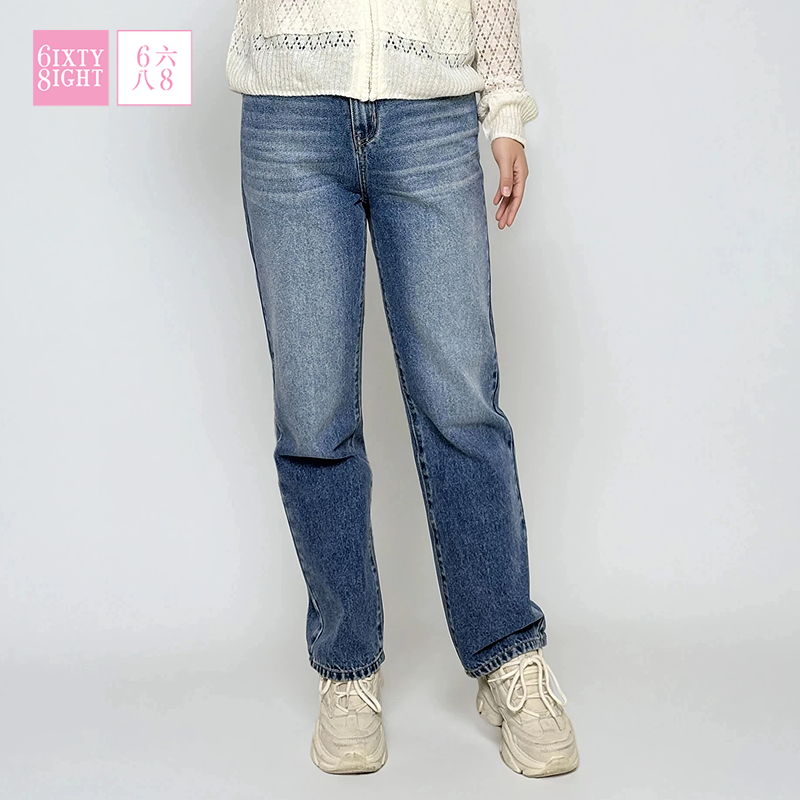 68高腰牛仔长裤直筒裤子