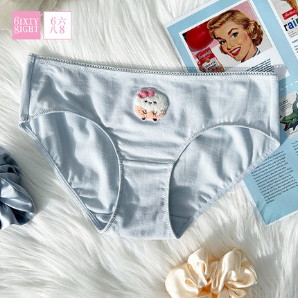 全店任选【128元5条】 68内裤女低腰刺绣三角裤纯棉裆7A抑菌包臀