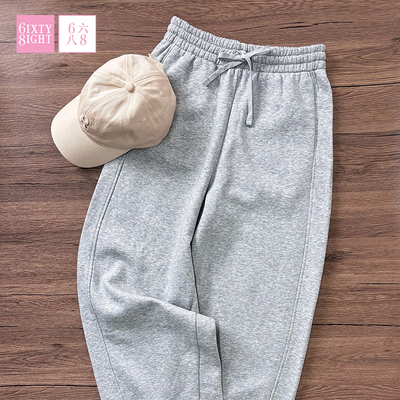6IXTY8IGHT 68女装柔软抓毛绒茧型长裤可调节抽绳裤脚时尚