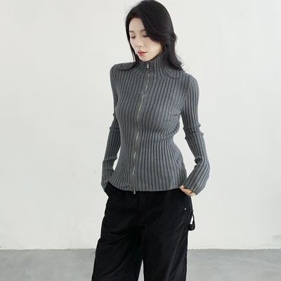 商场同款大坑条弹力针织开衫