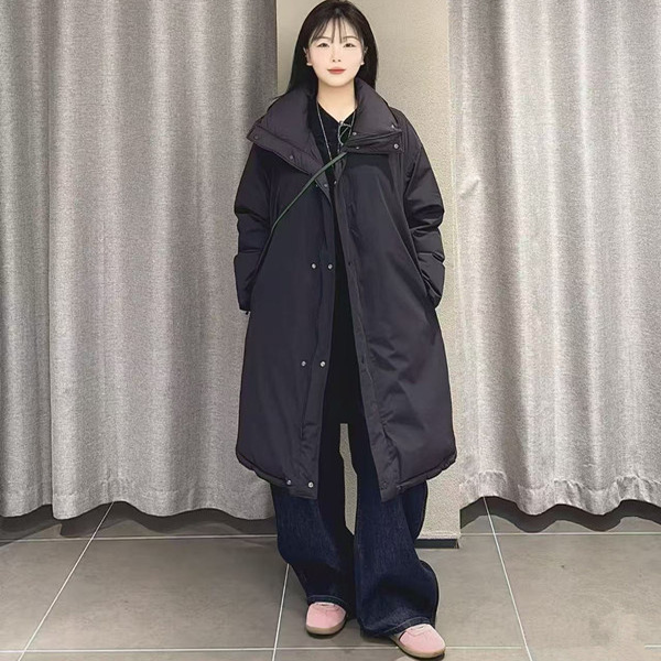 原厂品质 25冬新品长款羽绒服正反两穿宽松慵懒女90白鸭绒230克