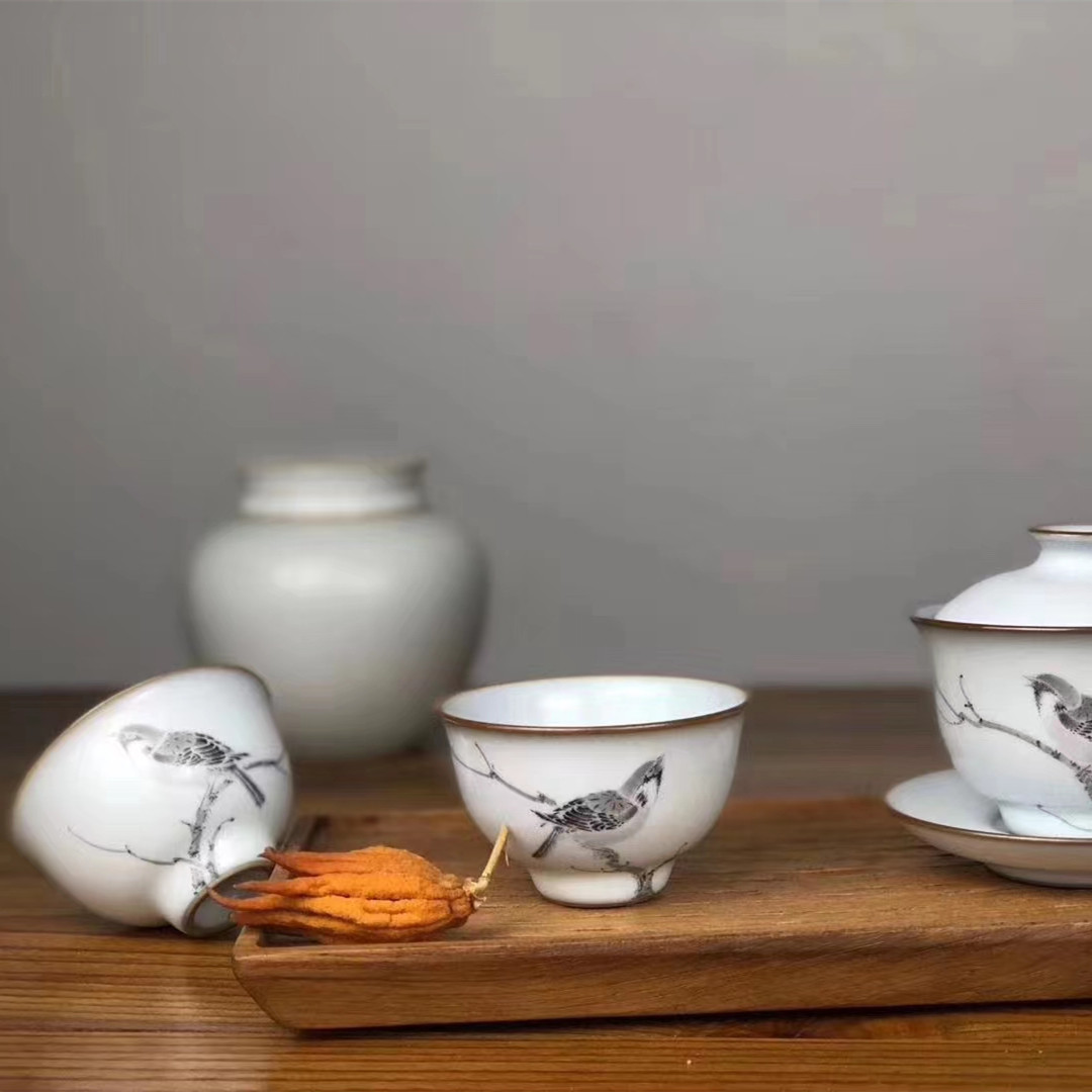 青子吴昆铁泥手绘墨彩功夫茶具