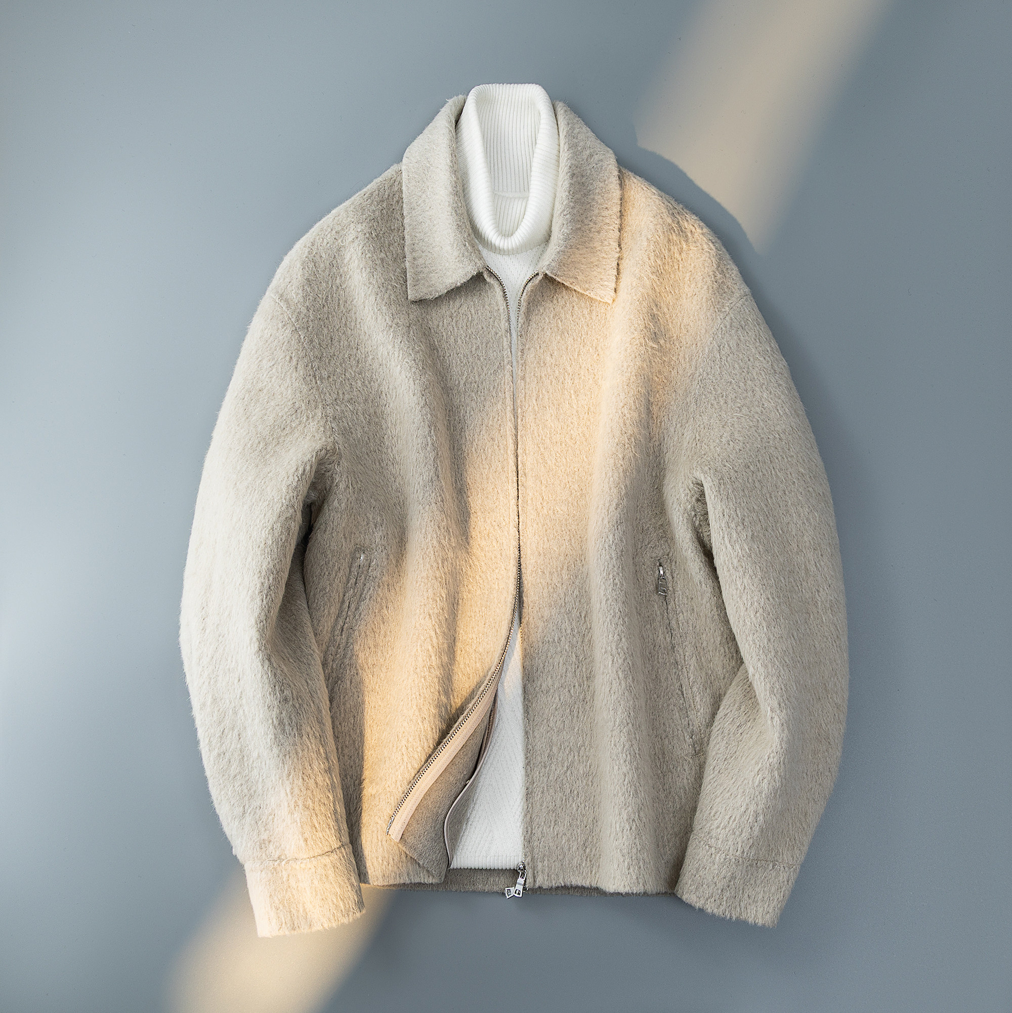 2025新款苏力羊驼长毛外套双面呢夹克钱塘6016-015p525，男装夹克，钱塘大厦6016