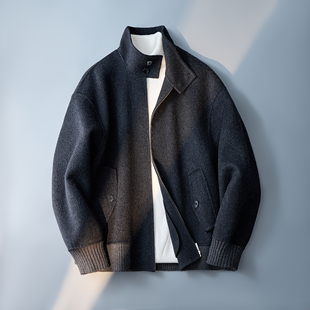 灰色短款 052p315 立领休闲毛呢外套呢子螺纹松紧夹克钱塘6016