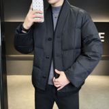 豆腐块格子羽绒服外穿羽绒衣风民族冬装米色6016-25118P400，男装民族服装，钱塘大厦6016