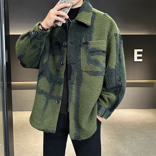 大衣绿色钱塘6016 加厚呢子冬装 66315P395 外套 毛纹理衬衫