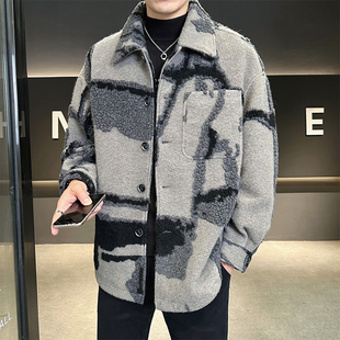 大衣绿色钱塘6016 加厚呢子冬装 66315P395 外套 模特羊毛纹理衬衫