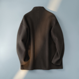 茶褐色新中式风茶服毛呢大衣羊毛外套6016-8506P325控688，男装毛呢大衣，钱塘大厦6016