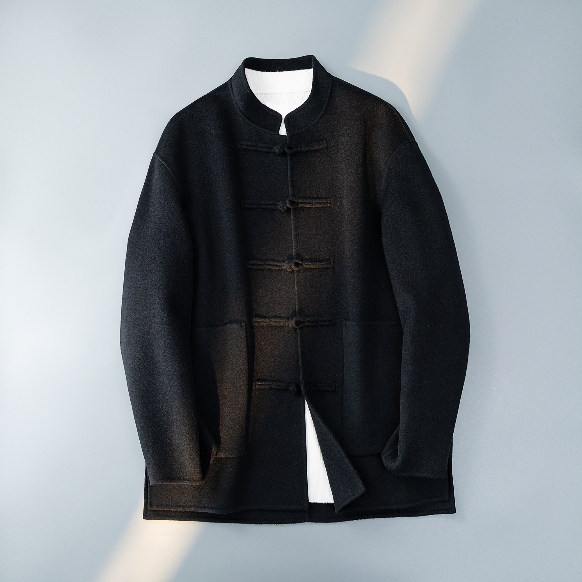 澳洲羊毛新中式风茶服毛呢大衣盘扣外套6016-8507P525控988，男装毛呢大衣，钱塘大厦6016