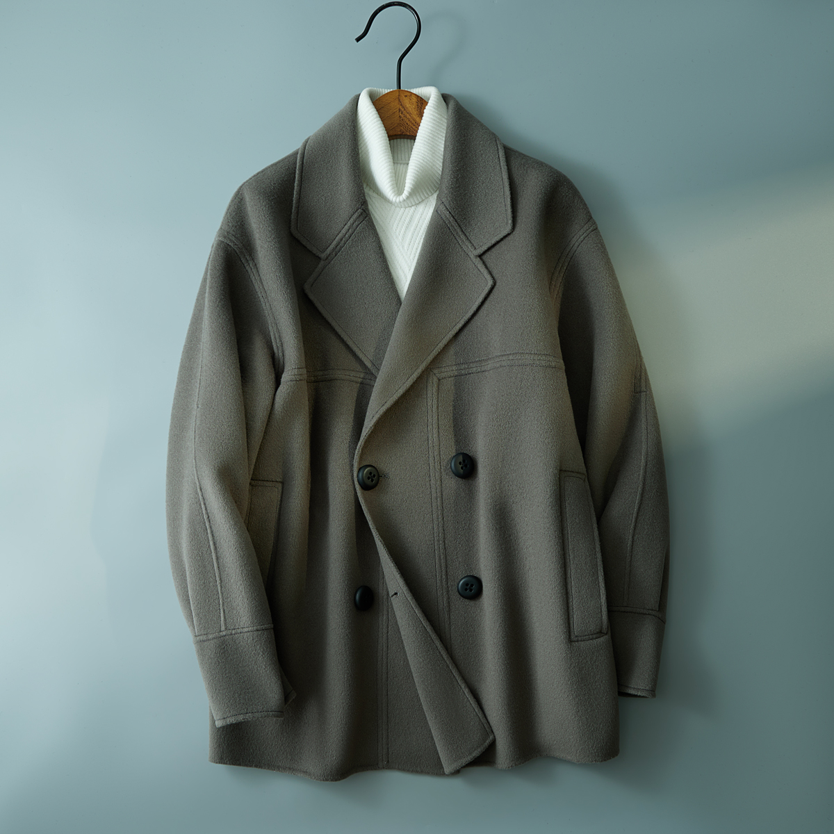 秋冬青年男士短款西装领休闲毛呢外套风衣钱塘6016-8380P395，男装西服套装，钱塘大厦6016