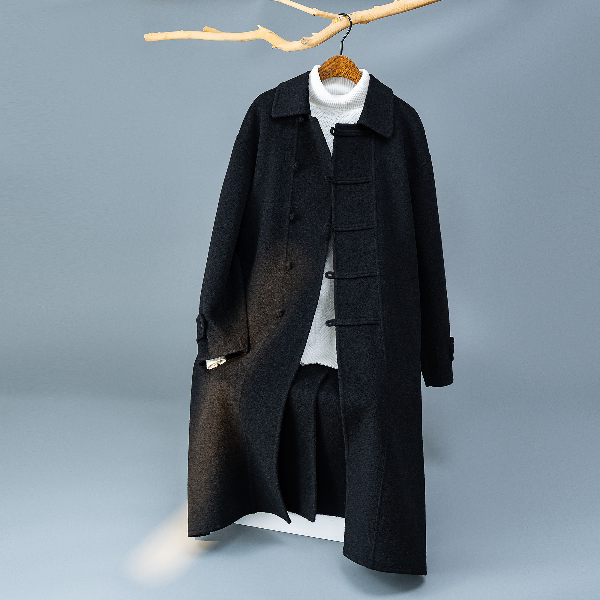 新中式风毛呢大衣盘口羊毛冬装外套6016-8505P435控899，男装毛呢大衣，钱塘大厦6016