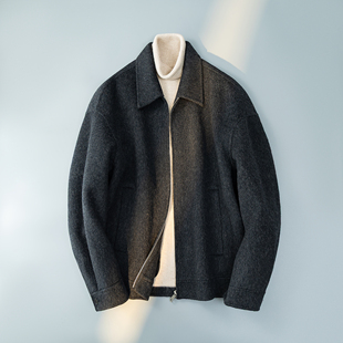 2025新羊毛拉链翻领简约双面呢夹克男毛呢外套钱塘6016 5820p295
