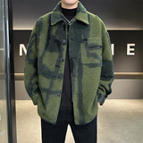 毛纹理衬衫外套加厚呢子冬装大衣绿色钱塘6016-66315P395，男装衬衫，钱塘大厦6016