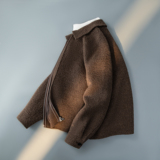 2025新款苏力羊驼长毛外套双面呢夹克钱塘6016-015p525，男装夹克，钱塘大厦6016